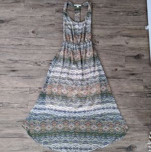 Printed high low open back dress